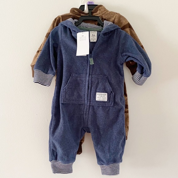 NWT Carter’s set of two fleece onesies sz 3 months - Picture 4 of 5